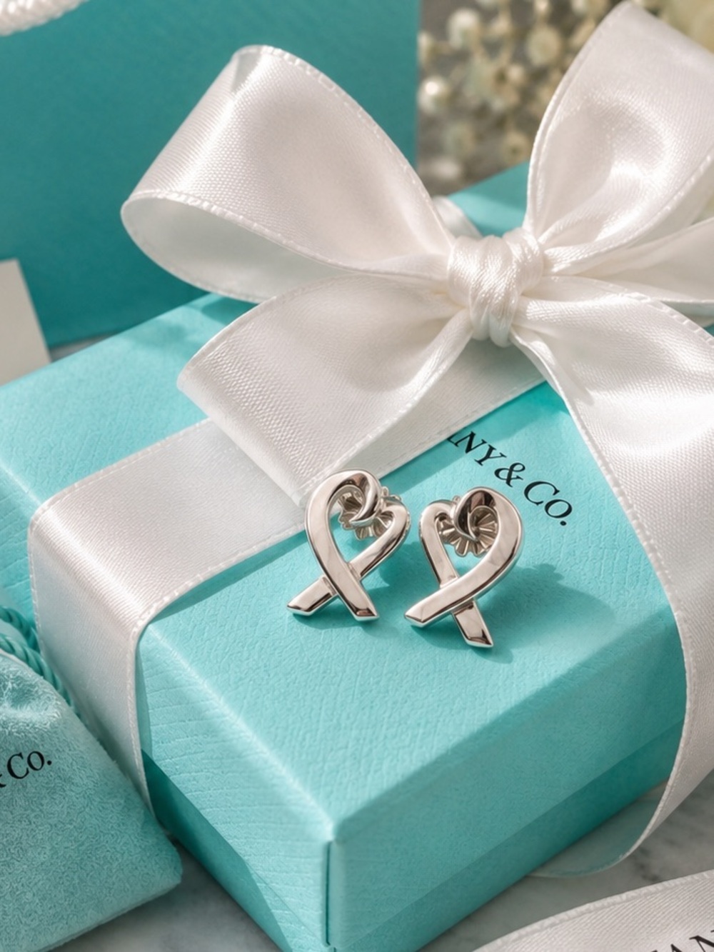 Tiffany & Co. Paloma Picasso Loving Heart Earrings Sterling Silver